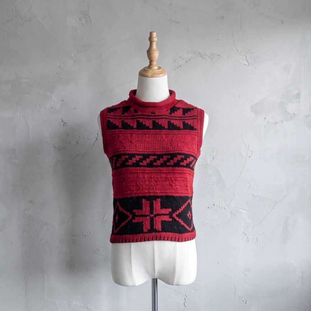 Ralph Ralph Lauren c. 1990s Silk-Linen Rollneck Sweater in Heritage Red | M